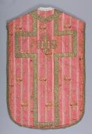 chasuble rose avec étole, manipule et voile de calice