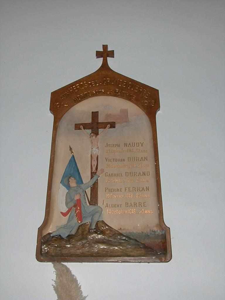tableau commémoratif des morts de la guerre de 1914-1918