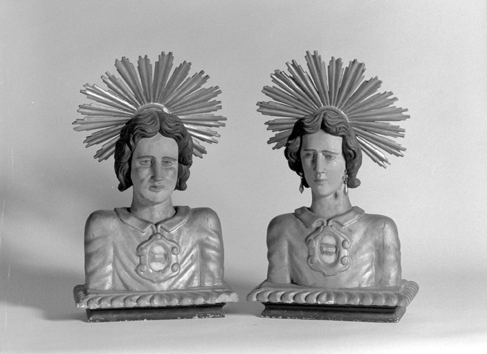 deux bustes-reliquaires : saint Julien l'Hospitalier, sainte Basilisse