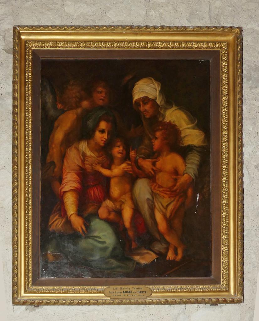 tableau et son cadre : Sainte Famille aux anges