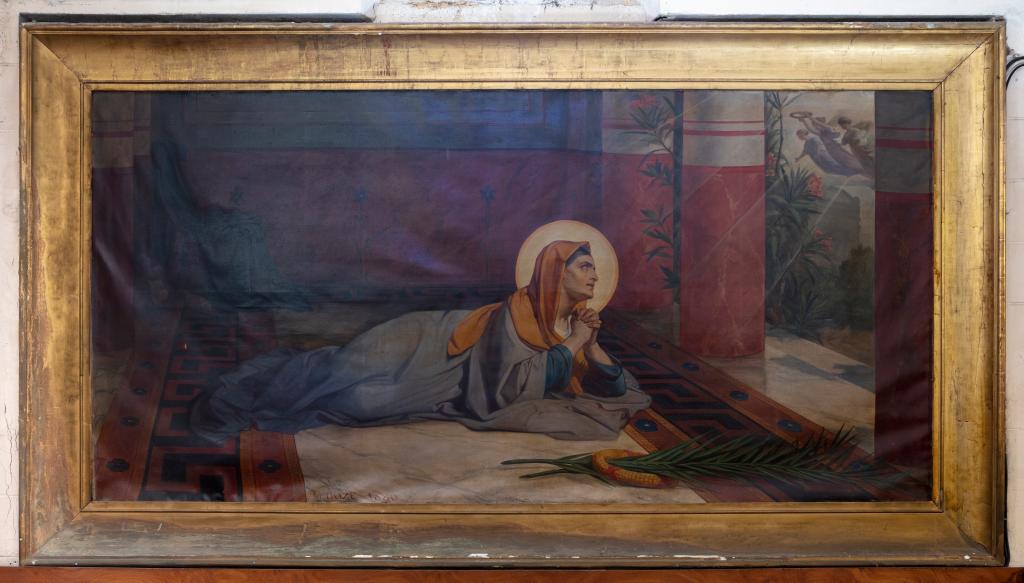 tableau : Apparition des vertus théologales à une sainte martyre, sainte Sophie ?