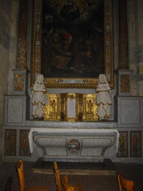 retable et tableau de la Dernière communion de saint François d'Assise en présence de la Vierge à l'Enfant