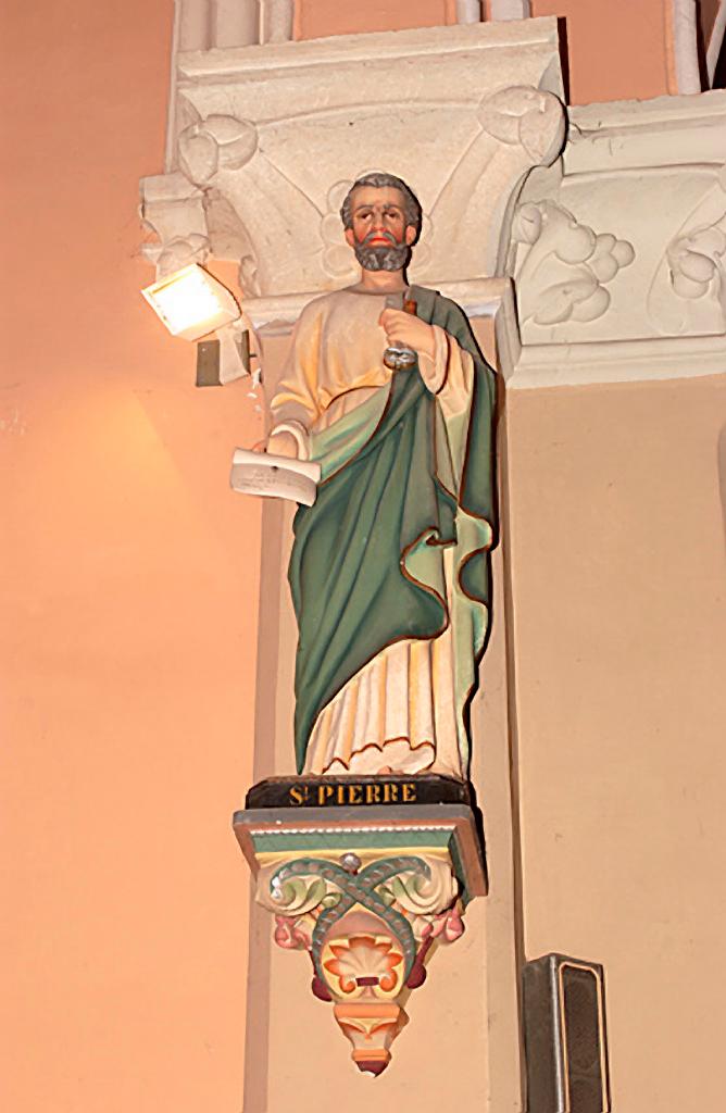 ensemble de 2 statues (petite nature) et leurs consoles formant pendant : Saint Pierre, Saint Paul