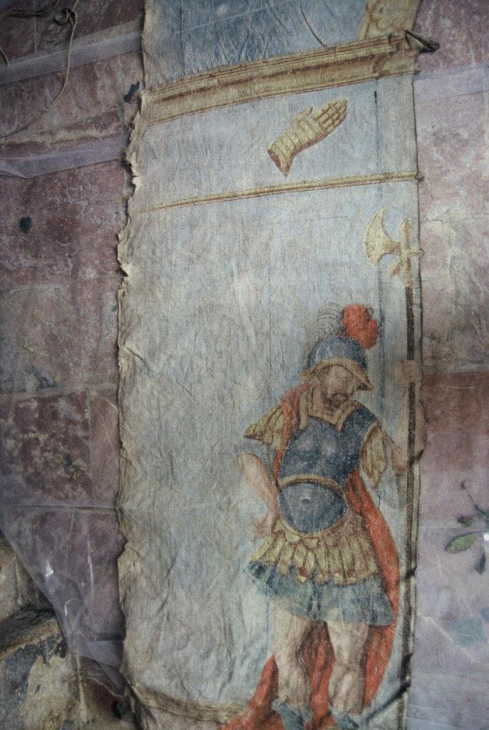 Ensemble de 4 tentures d'église : décor intérieur décor de la Passion dite tentures du Jeudi Saint ou Monument