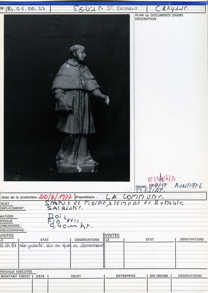 statuette : Moine (élément de retable)