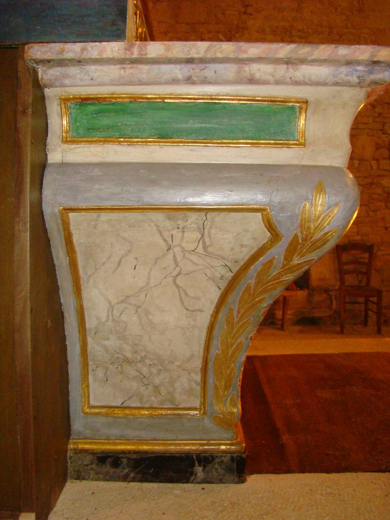 ensemble du maître-autel : autel tombeau, tabernacle, retable et tableau : Saint Denis