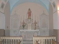 ensemble du monument aux morts des guerres de 1914-1918 et de 1946-1954, composé de l'autel secondaire, de la statue du Sacré-Coeur, d'une plaque commémorative, d'un tableau commémoratif et d'un drapeau du Sacré-Coeur
