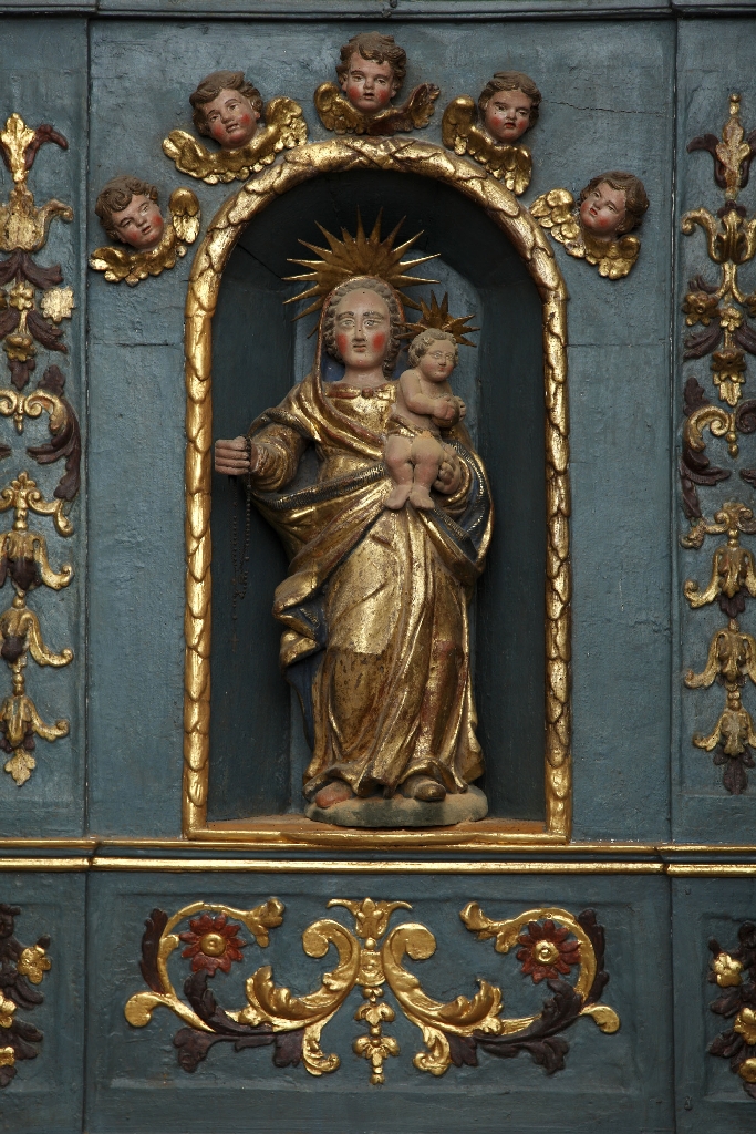 statue Vierge à l'Enfant retable de la Vierge