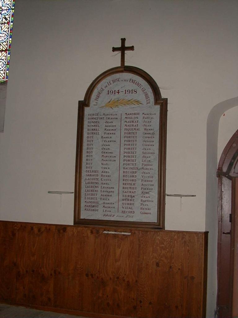 plaque commémorative de la guerre de 1914-1918