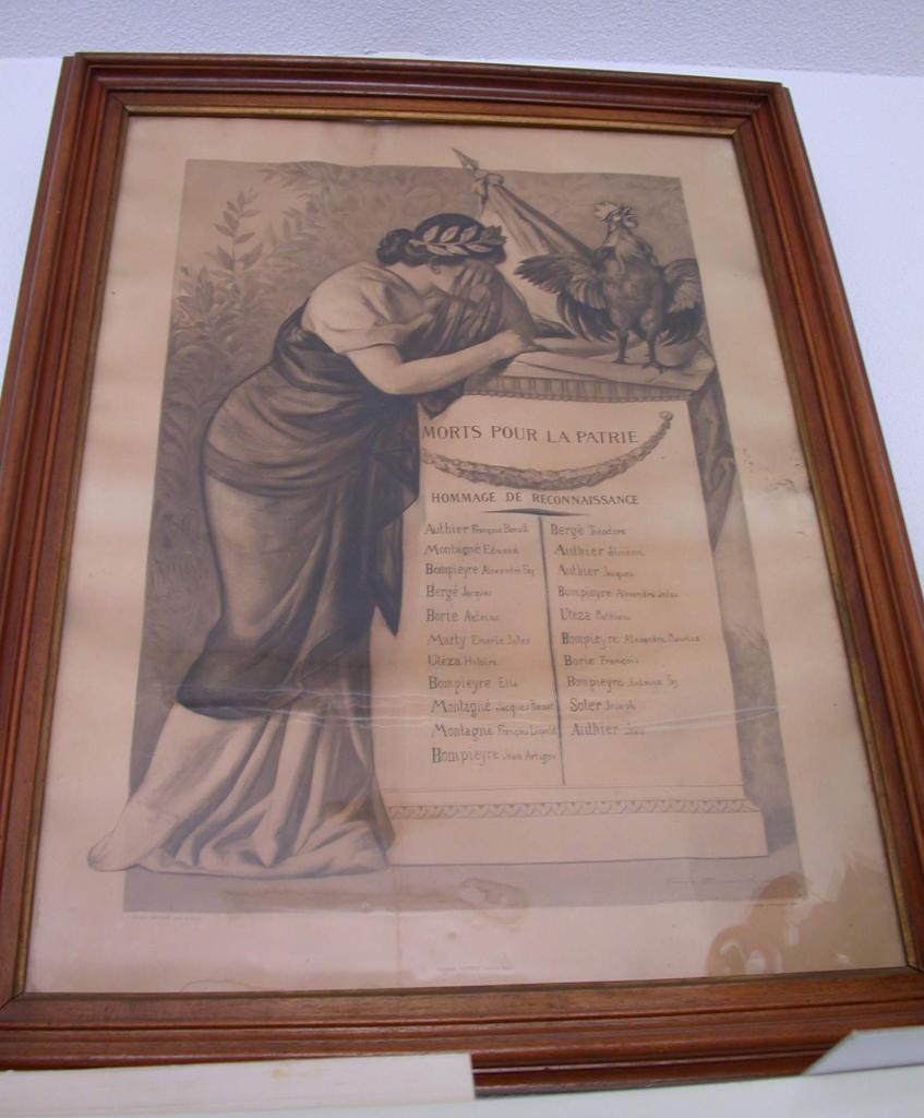 tableau commémoratif des morts de la guerre de 1914-1918