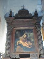 tableau d'autel et son cadre : La Vierge à l'Enfant avec saint Jean-Baptiste