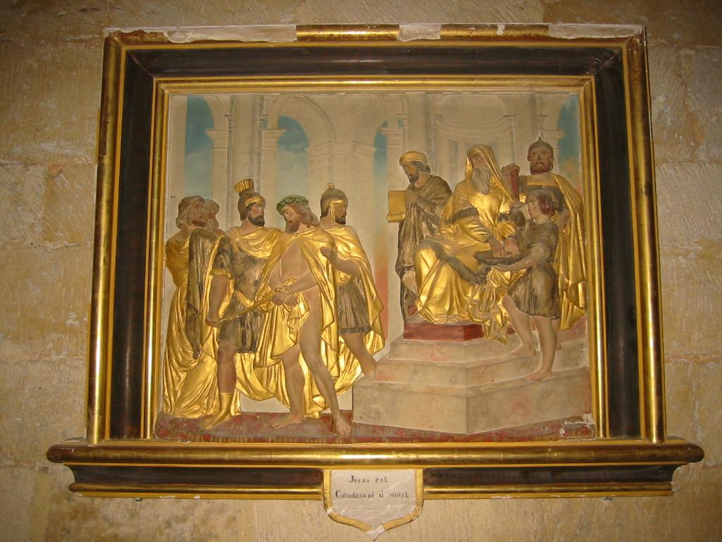 chemin de croix : ensemble de quatorze bas-reliefs