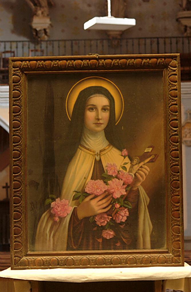 estampe (image de piété) et son cadre : Sainte Thérèse de Lisieux
