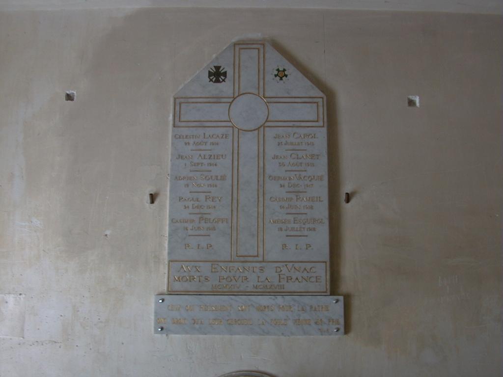 plaques commémoratives des morts de la guerre de 1914-1918