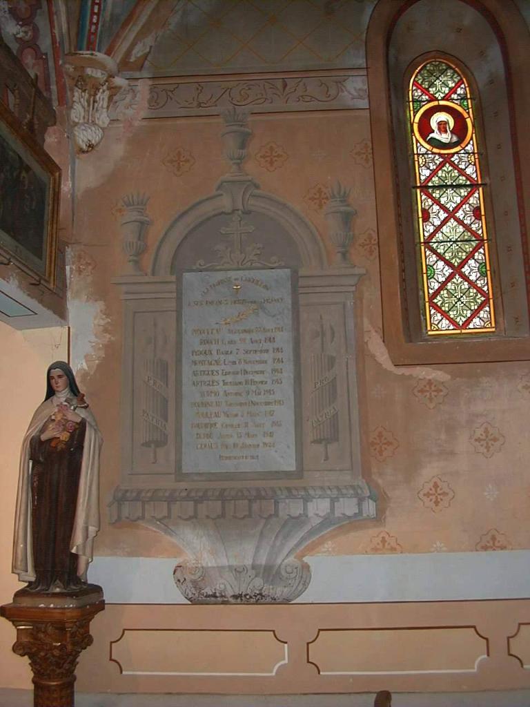 ensemble du monument aux morts (peinture et plaque commémorative) de la guerre de 1914-1918 et de la guerre de 1939-1945