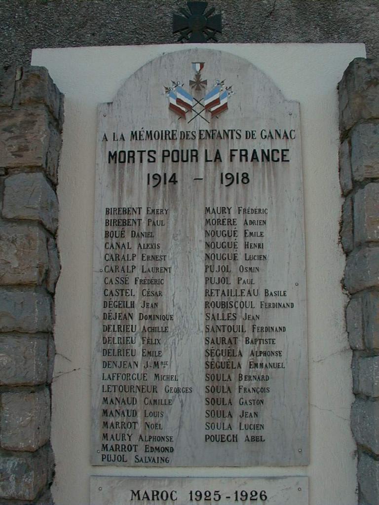 monument aux morts de la guerre de 1914-1918, des T. O. E. de 1925-1926 (Maroc) et de la guerre de 1939-1945