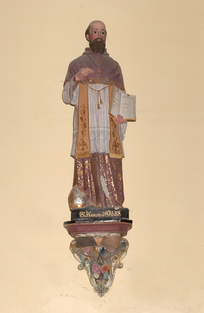 statue (petite nature) et sa console : Saint François de Sales