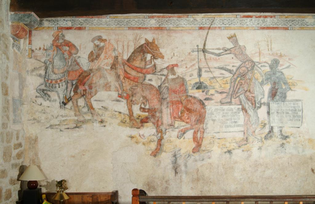 peinture monumentale de la rencontre des trois morts et des trois vifs