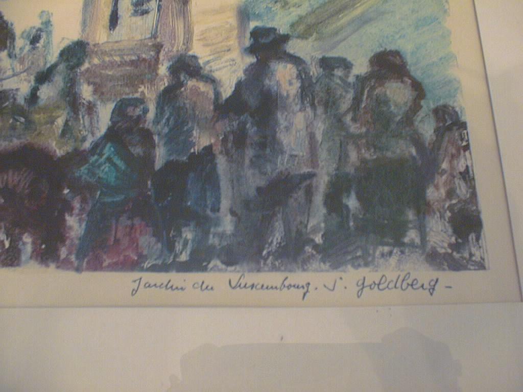 estampe (monotype) et son cadre : Jardin du Luxembourg