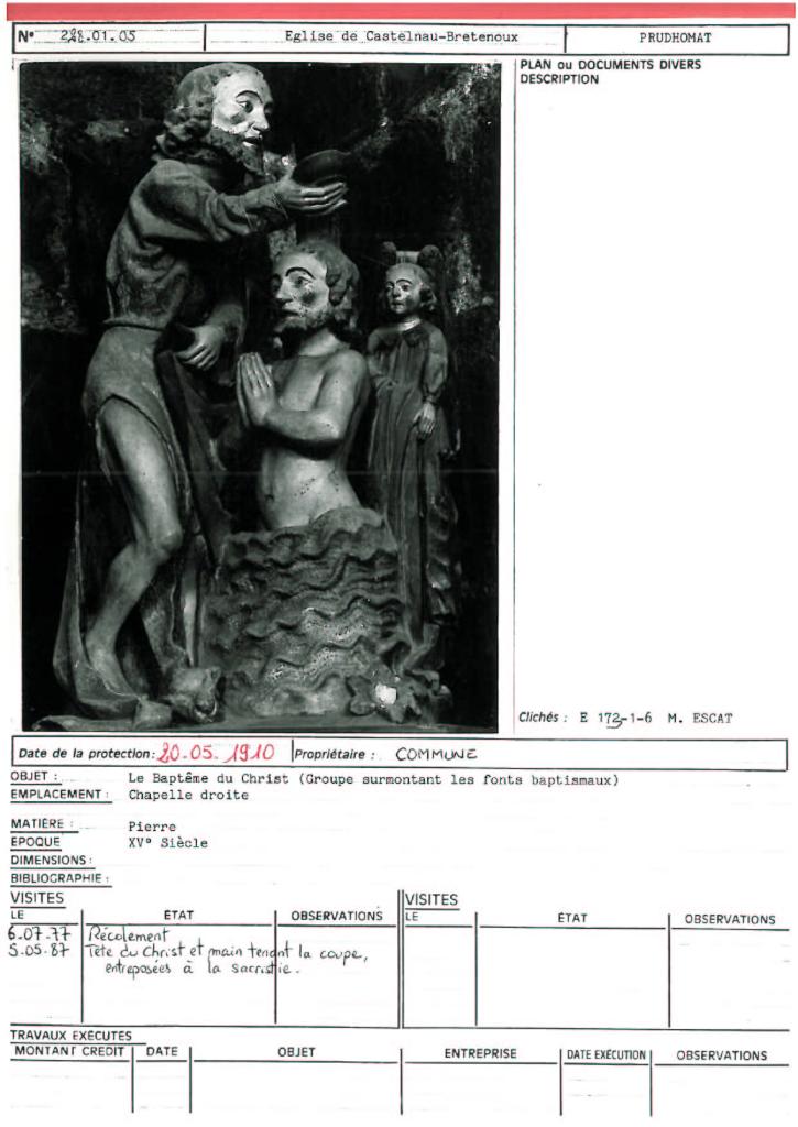 groupe sculpté : Le Baptême du Christ