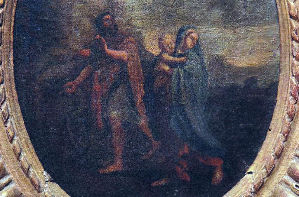 Paire de tableaux : La fuite en Egypte, Jésus rencontrant ses disciples sur le chemin d'Emmaüs