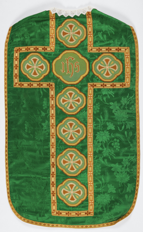 Chasuble verte avec étole, manipule et bourse de corporal