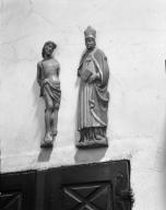 deux statues d'applique : saint Sébastien, saint Augustin
