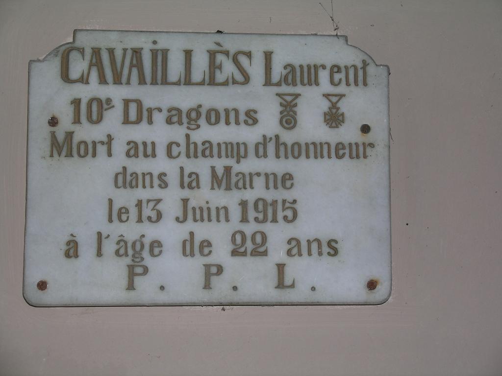 plaque commémorative de la guerre de 1914-1918