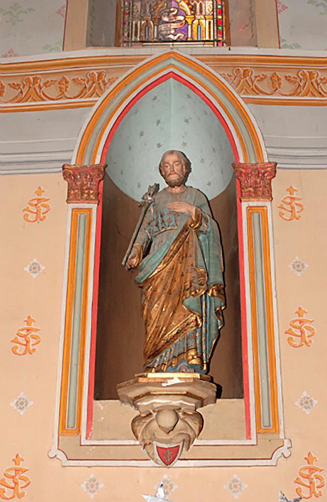 paire de statues (petite nature) formant pendant, avec leurs consoles : Saint Joseph, Vierge à l'Enfant