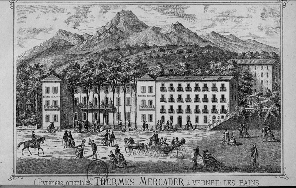 Lithographie des thermes Mercader, 1870 (Masse). 