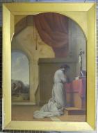 tableau et son cadre : Saint Bruno prosterné devant le Christ dit Saint Bruno en prière