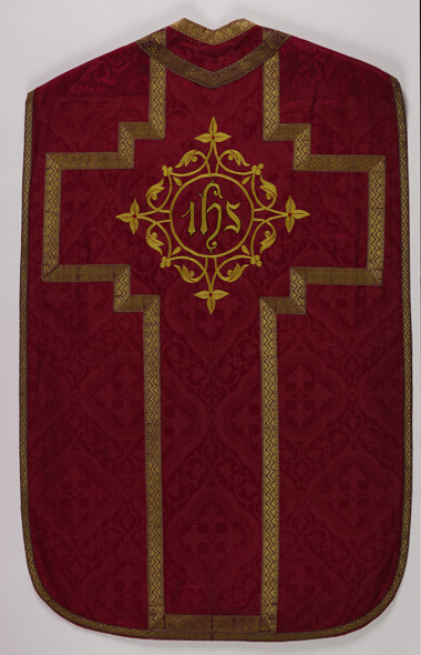 chasuble rouge avec étole, manipule et voile de calice (n° 18)