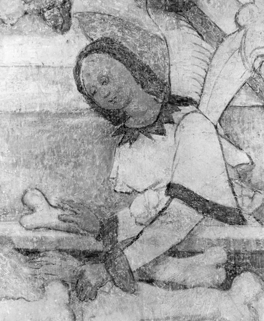 peintures monumentales de la chapelle Saint-Gausbert : Annonciation, saint Sébastien, Jugement dernier, Docteurs de l'église latine