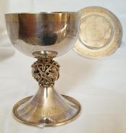Copie du calice et de la patène de l'abbé Pélage (dans écrin)