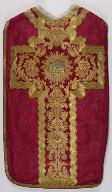 Chasuble rouge avec étole, manipule et bourse de corporal