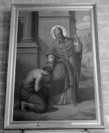 2 tableaux (en pendant) : sainte Françoise, saint Calixte