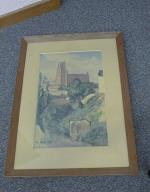 dessin (aquarelle) et son cadre : Vue d'Albi