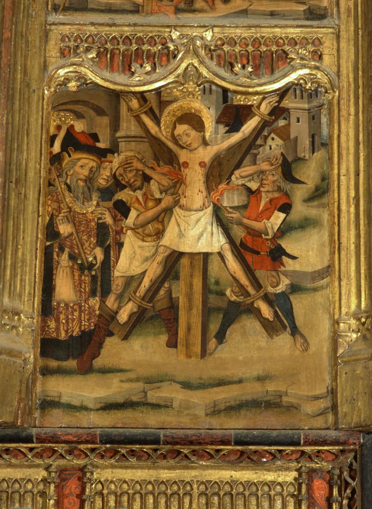 Ensemble des 6 panneaux peints du martyre de sainte Eulalie (retable de sainte Eulalie et sainte Julie)
