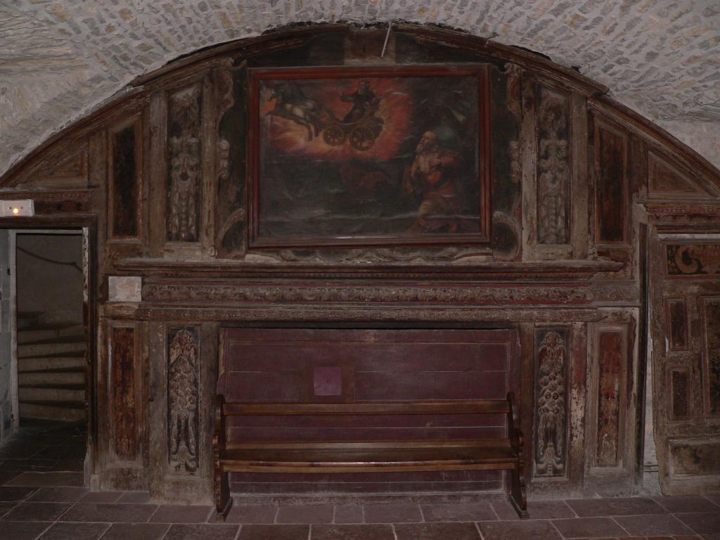 cheminée, avec tableau d'Elie sur son chariot de feu