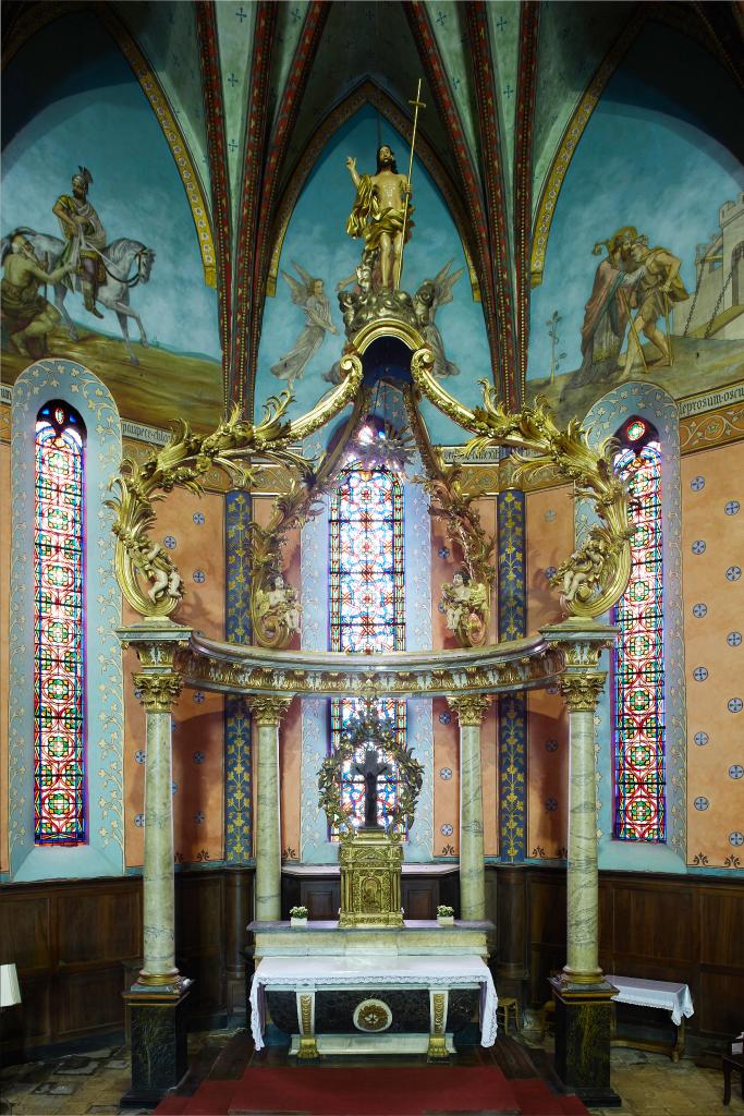 ensemble du maître-autel (autel, tabernacle, baldaquin et statues)