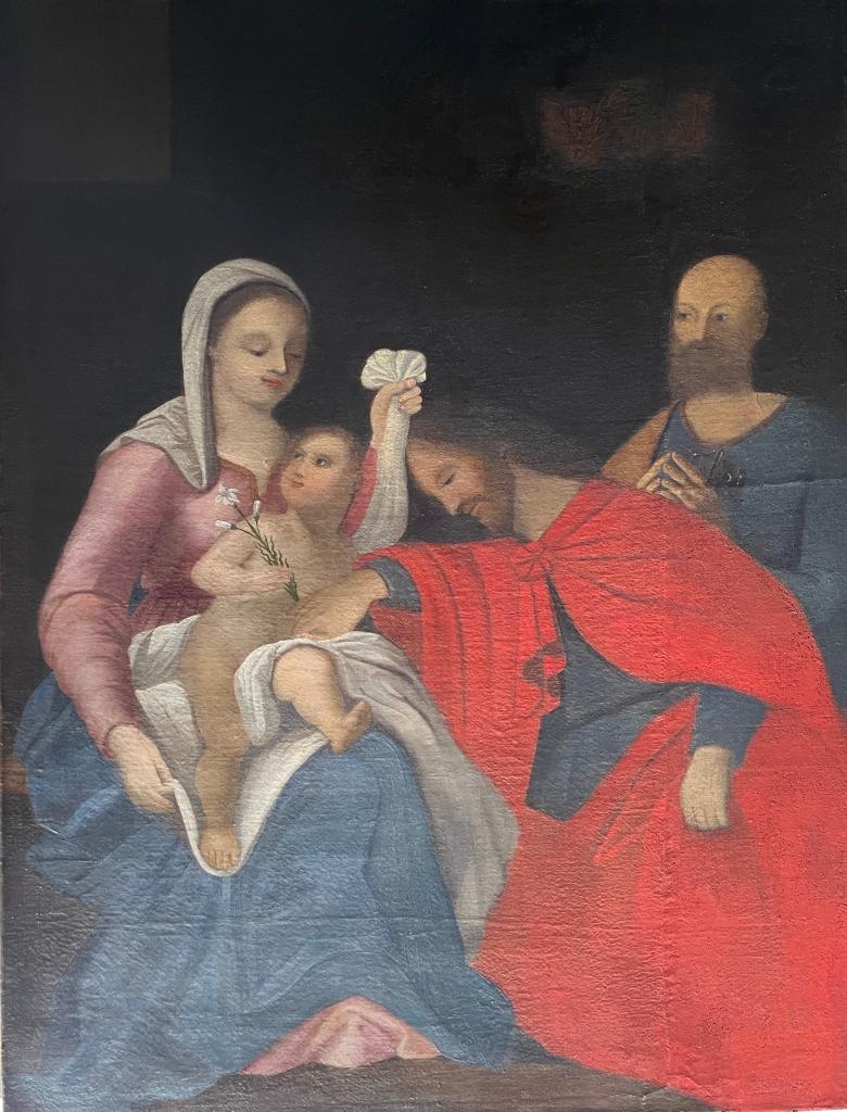 tableau : Sainte Famille en présence de saint Pierre