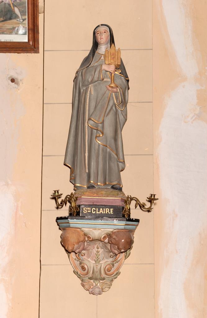 statue (petite nature) et sa console : Sainte Claire d'Assise