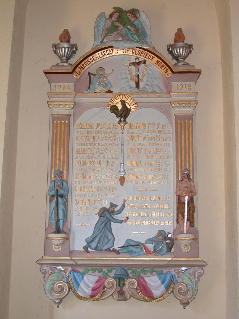 tableau commémoratif des morts de la guerre de 1914-1918