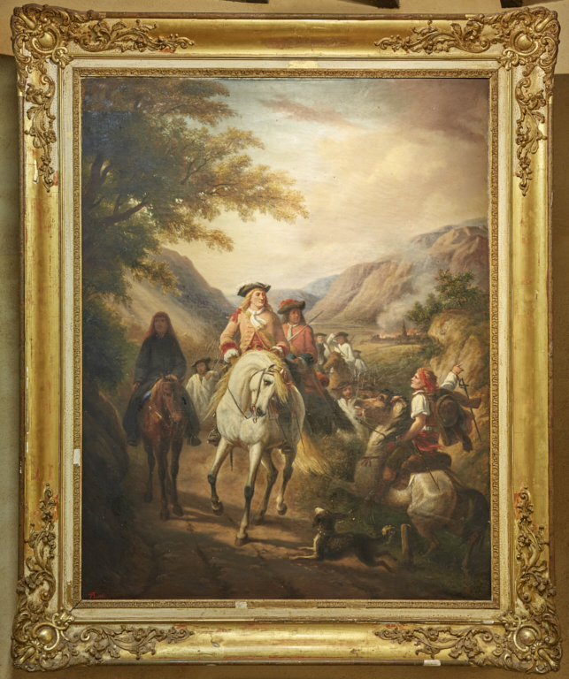 tableau : épisode de la guerre des Cévennes, 1703, le chef camisard Jean Cavalier