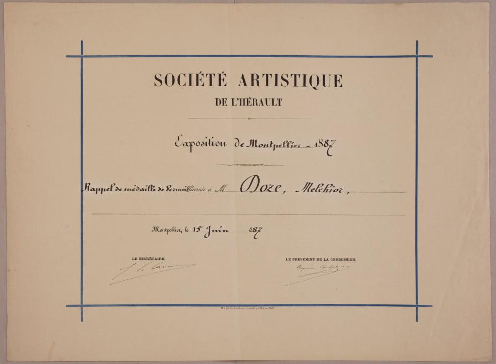 Estampes, récompenses reçues par Melchior Doze