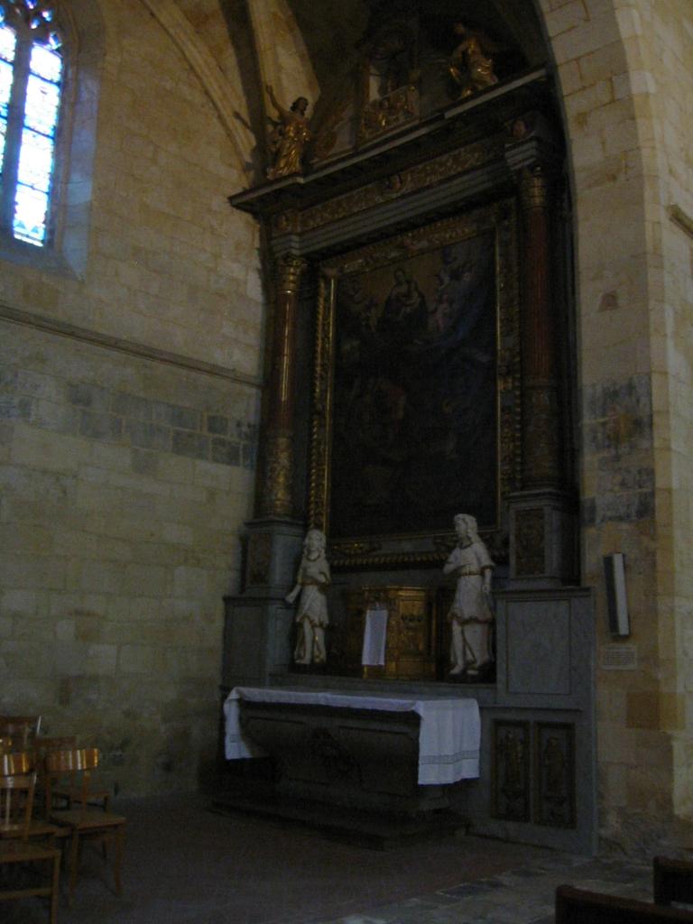 retable et tableau de la Dernière communion de saint François d'Assise en présence de la Vierge à l'Enfant