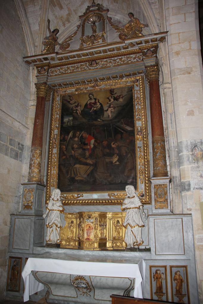 retable et tableau de la Dernière communion de saint François d'Assise en présence de la Vierge à l'Enfant