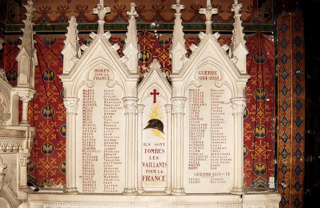Plaques commémoratives de la guerre de 1870-1871 et de la guerre de 1914-1918