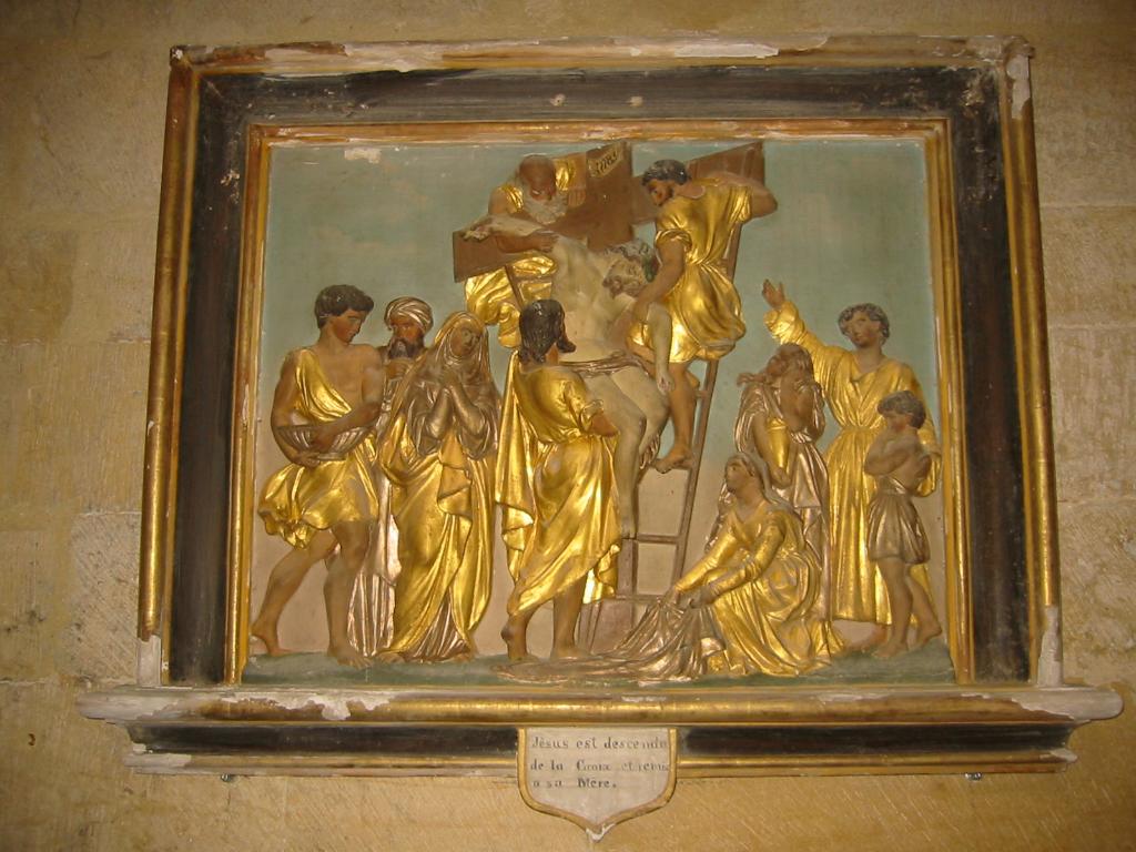 chemin de croix : ensemble de quatorze bas-reliefs
