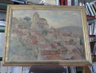 tableau et son cadre : Vue du village de Saint-Cirq-Lapopie